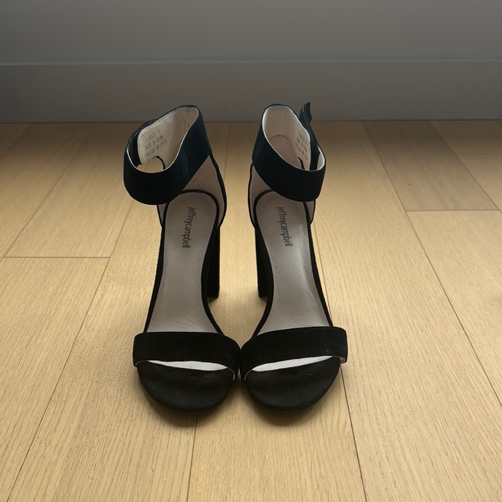 Jeffrey Campbell Black Stiletto Heels with Ankle Straps
